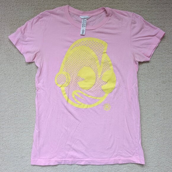 EUC kidrobot graphic Logo Tee Pink T-shirt Women's Medium Yellow street art Y2K - Picture 1 of 7